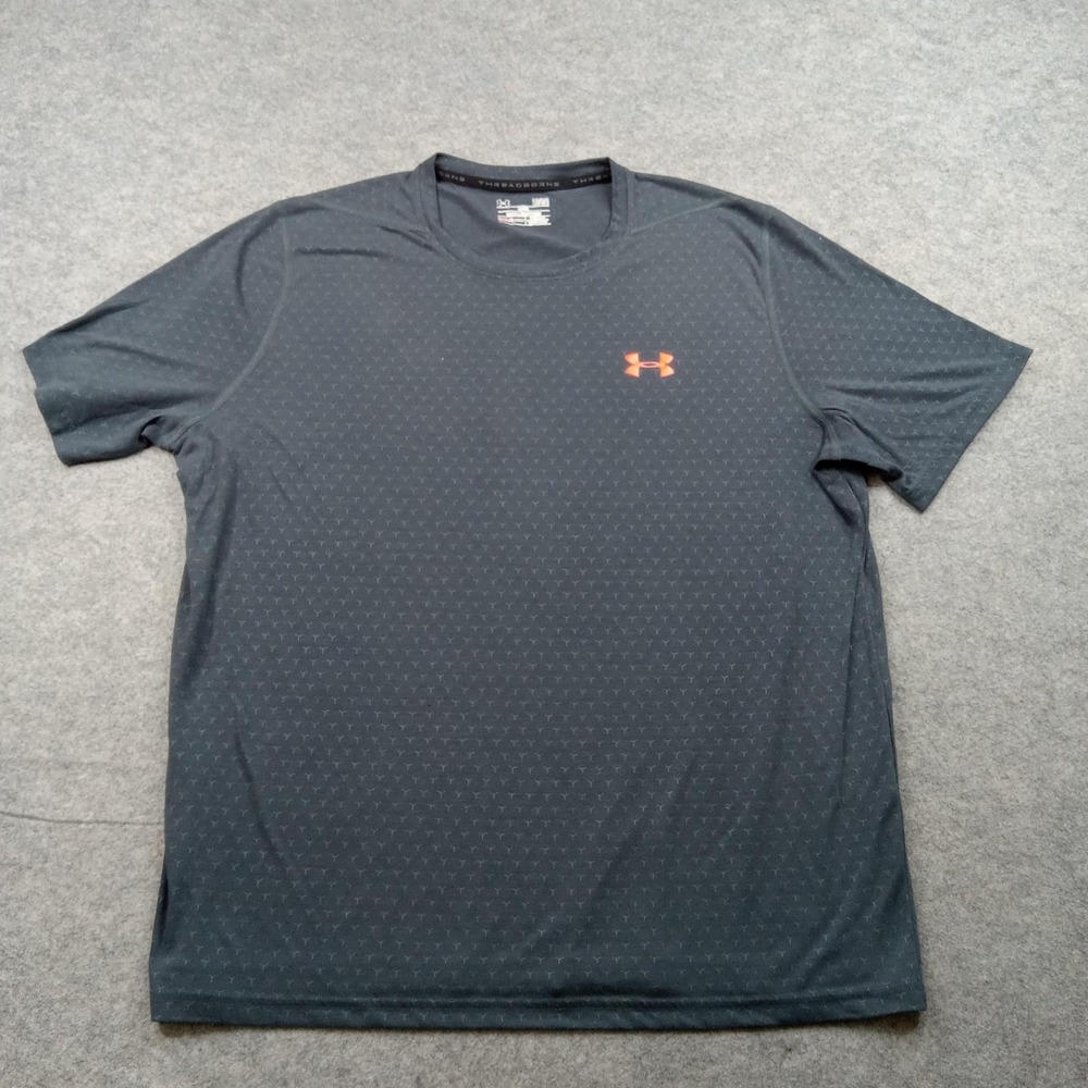 Under Armour Shirt Mens Large Gray Threadborne HeatGear Short Sleeve Athletic